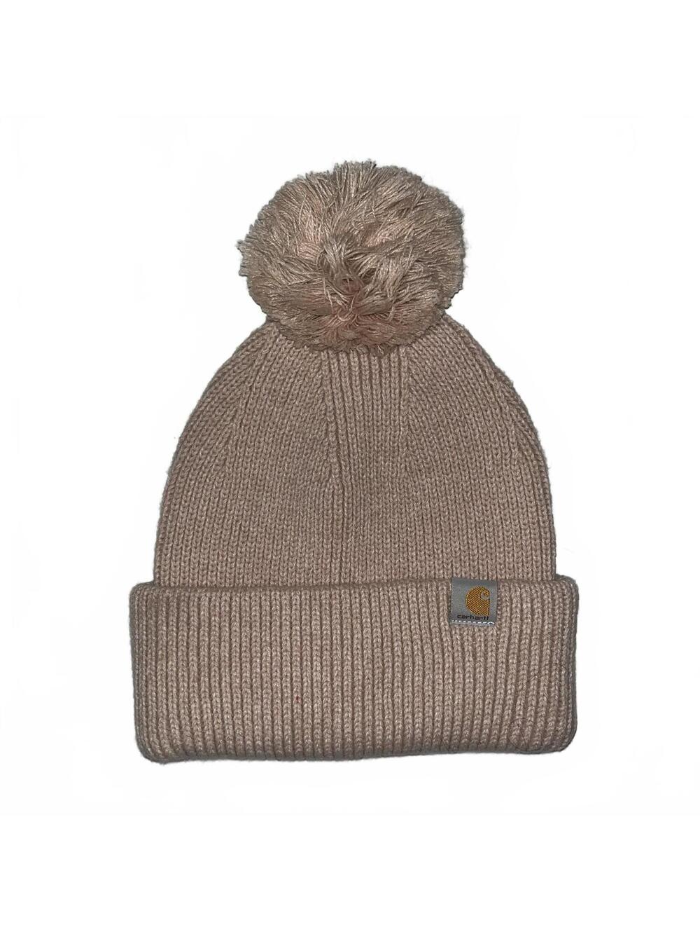 Carhartt Dusty Pink Pom Pom Knit Beanie Women’s One Size Cozy Fall Winter Hat